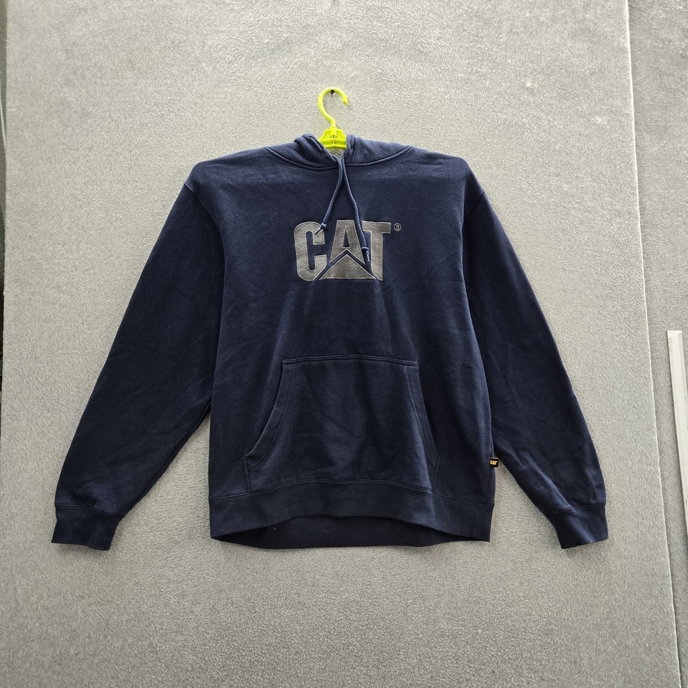 CAT Men Hoodie XL Navy Blue Fleece‎ Activewear Long Sleeve